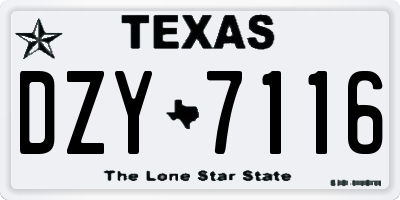 TX license plate DZY7116