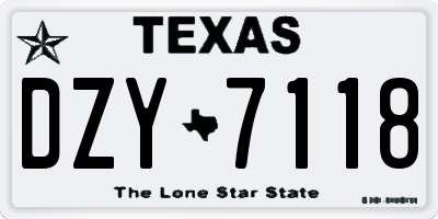 TX license plate DZY7118