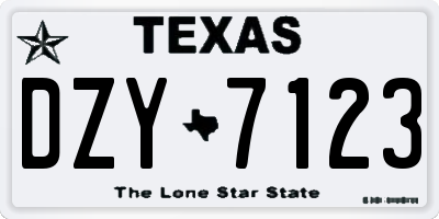 TX license plate DZY7123