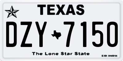 TX license plate DZY7150