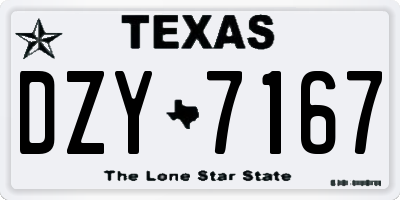 TX license plate DZY7167