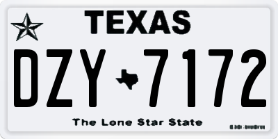 TX license plate DZY7172