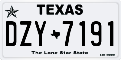 TX license plate DZY7191