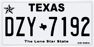 TX license plate DZY7192