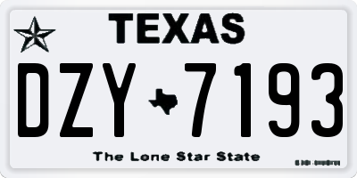 TX license plate DZY7193