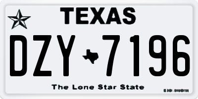 TX license plate DZY7196