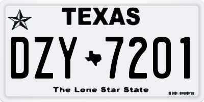 TX license plate DZY7201