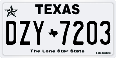 TX license plate DZY7203