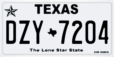 TX license plate DZY7204