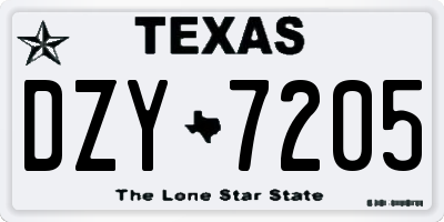 TX license plate DZY7205