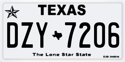 TX license plate DZY7206