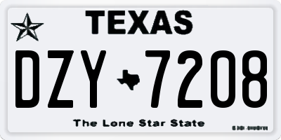 TX license plate DZY7208