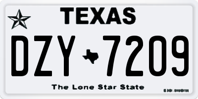 TX license plate DZY7209