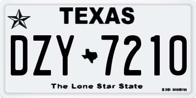 TX license plate DZY7210