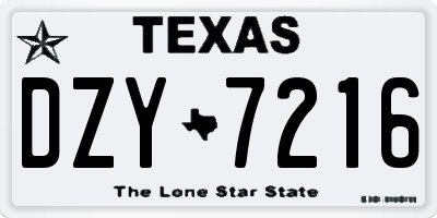 TX license plate DZY7216