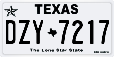 TX license plate DZY7217