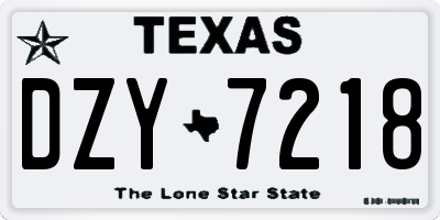 TX license plate DZY7218