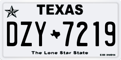 TX license plate DZY7219