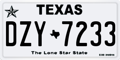 TX license plate DZY7233