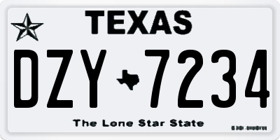 TX license plate DZY7234