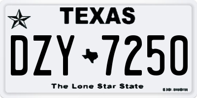 TX license plate DZY7250