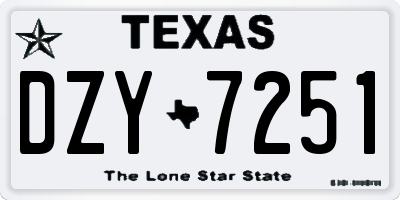 TX license plate DZY7251