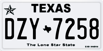 TX license plate DZY7258