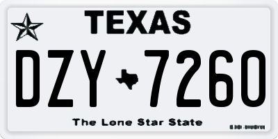 TX license plate DZY7260