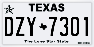 TX license plate DZY7301