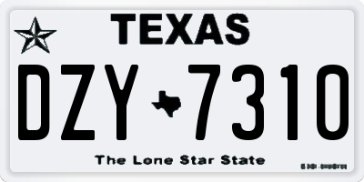 TX license plate DZY7310