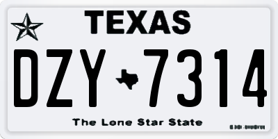 TX license plate DZY7314