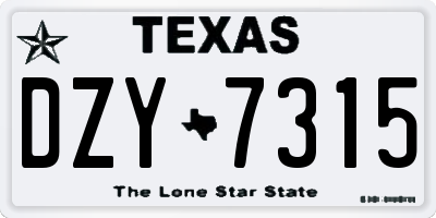 TX license plate DZY7315