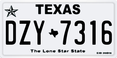 TX license plate DZY7316