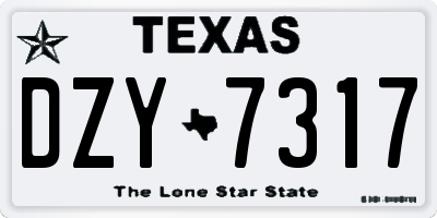 TX license plate DZY7317