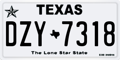 TX license plate DZY7318