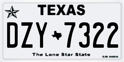 TX license plate DZY7322