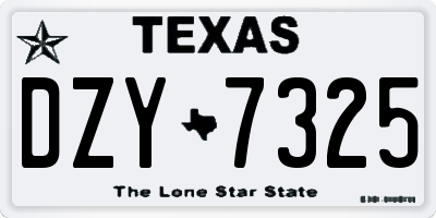 TX license plate DZY7325