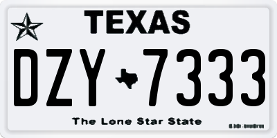 TX license plate DZY7333