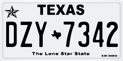 TX license plate DZY7342