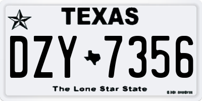 TX license plate DZY7356