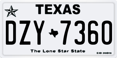 TX license plate DZY7360