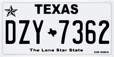 TX license plate DZY7362