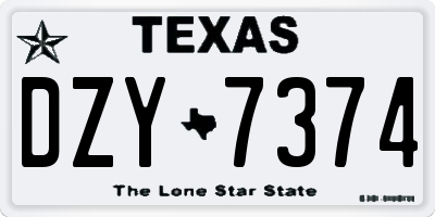 TX license plate DZY7374