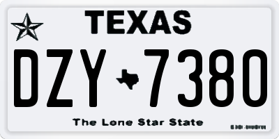 TX license plate DZY7380