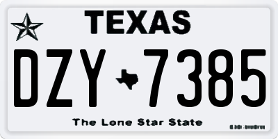 TX license plate DZY7385