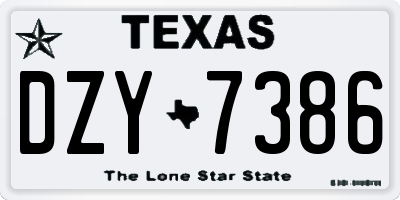 TX license plate DZY7386