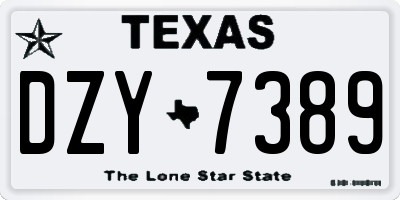 TX license plate DZY7389