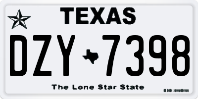 TX license plate DZY7398