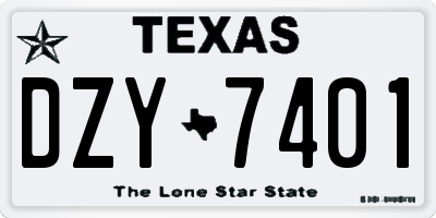 TX license plate DZY7401