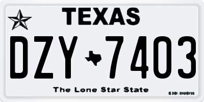 TX license plate DZY7403